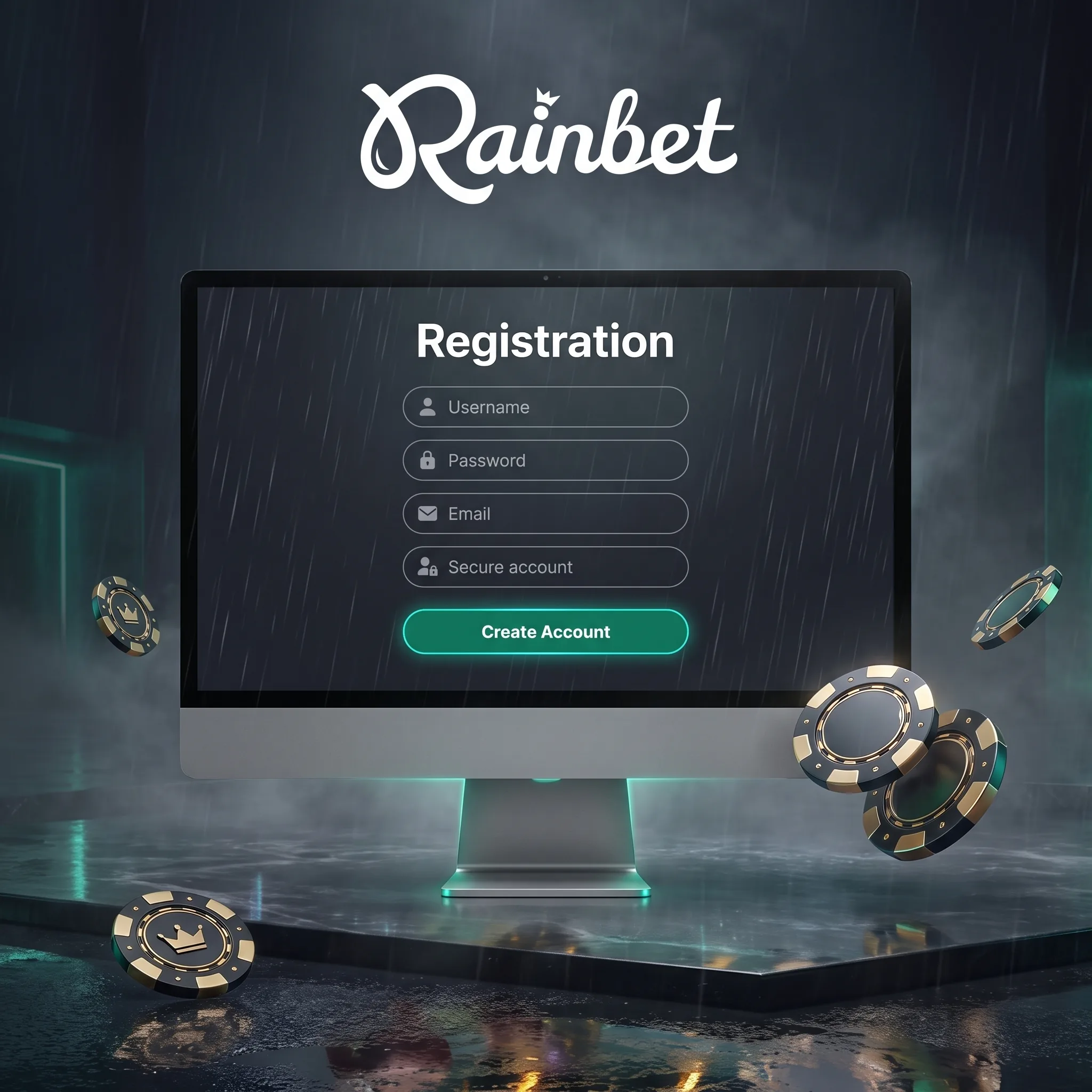 Rainbet account registration screen
